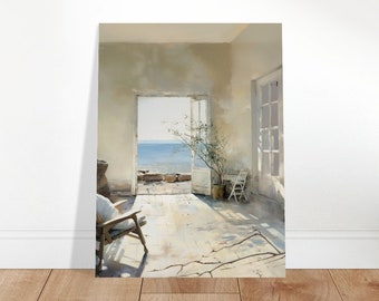 New England Coastal Watercolor Art, Nautical Wall Decor, Andrew Wyeth Style Ocean Painting, Rustic Seaside , Archival Paper.
