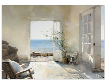 Andrew Wyeth Style Coastal Watercolor Print | New England Seascape Art | Vintage Coastal Print
