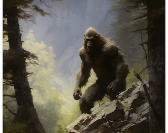 Sasquatch schilderij premium mat papier poster
