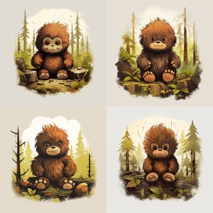 Cartoon Baby Bigfoot digital download PNG, Bigfoot PNG| BigFoot forest | baby Sasquatch jpg | Digital Download |
