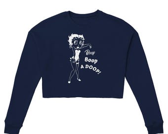 Betty Boop Cropped Sweatshirt | "Das einzig wahre" Damen Vintage Cartoon Graphic Tee | Trendiger übergroßer Fleece-Pullover | Geschenk für Sie