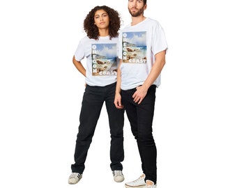 Oregon Coast water color painting, Heavyweight Unisex Crewneck T-shirt