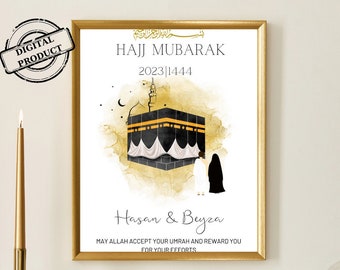 Gepersonaliseerde Umrah Mubarak & Hajj Mubarak, cadeau digitale, islamitische poster