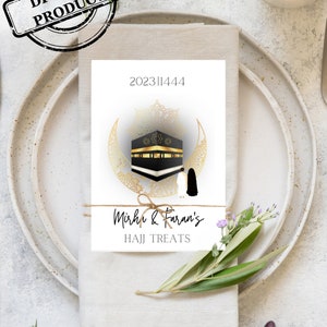 Umrah Mubarak e Hajj Mubarak personalizados, cartão de guloseimas Hajj, cartão de guloseimas Umrah, cartão digital de guloseimas, cartão islâmico
