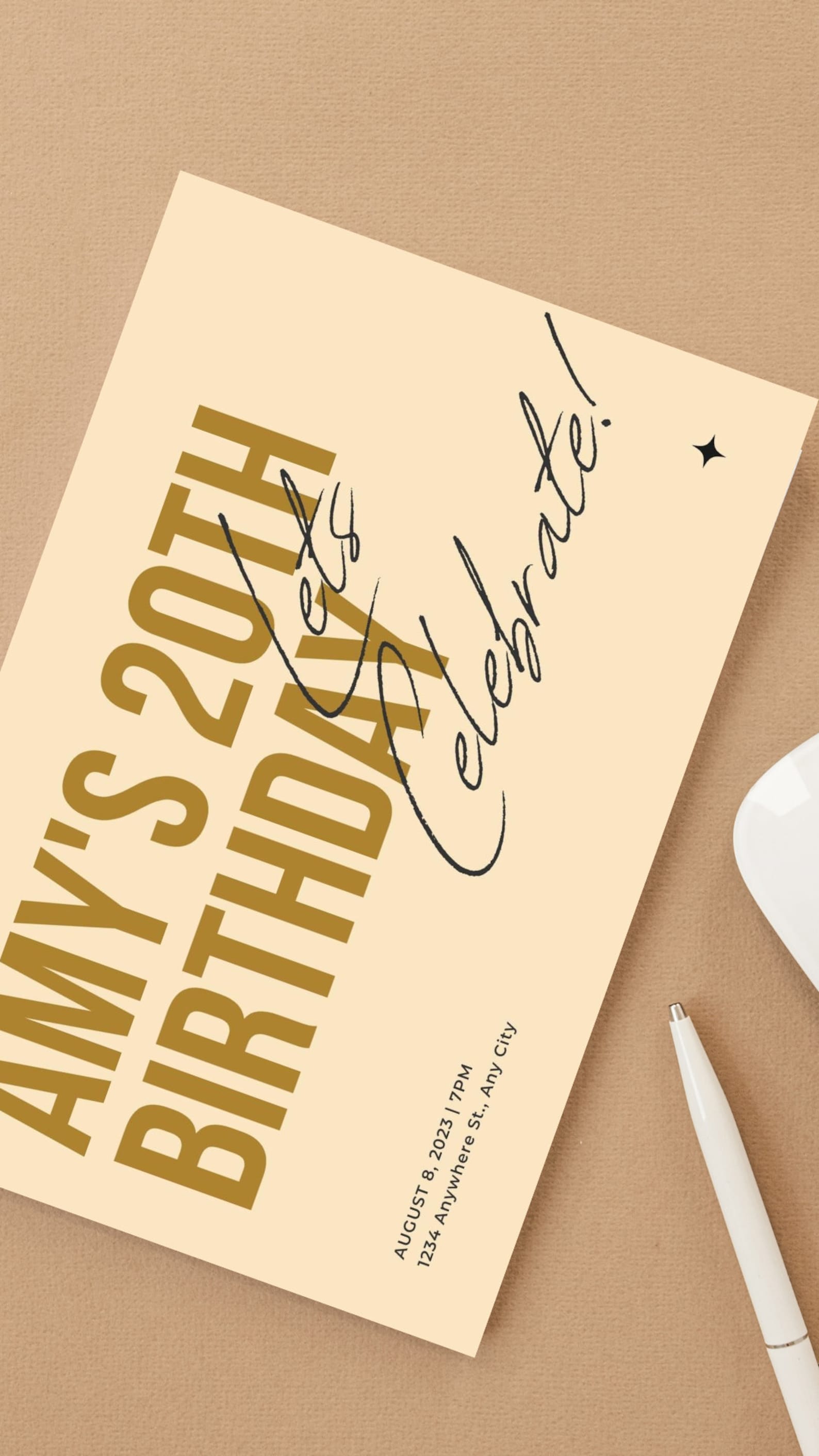 Digital Birthday Invitation Card, Birthday Invitation Card, Ladie's