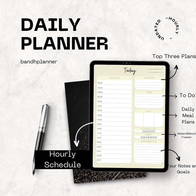 Daily Planner Goodnotes Template Undated Digital Planner Etsy