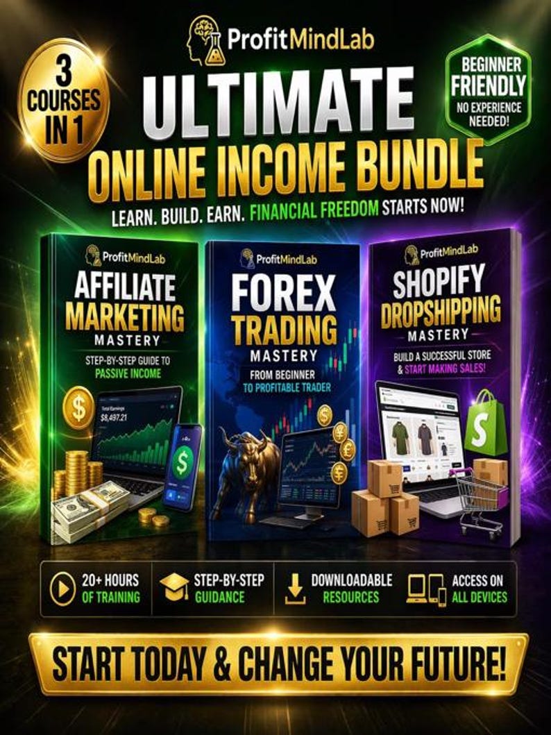 Ultimate Online Income Bundle | Affiliate Marketing + Forex Trading + Shopify Dropshipping Course | Make Money Online | Digital Download image 1