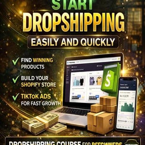 Dropshipping Course for Beginners | Learn Product Research, Shopify & TikTok Ads | Start an eCommerce Business | Digital Download