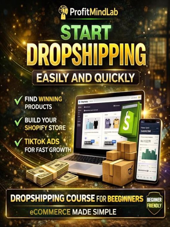 Dropshipping Course for Beginners | Learn Product Research, Shopify & TikTok Ads | Start an eCommerce Business | Digital Download