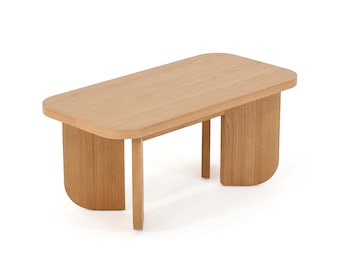 Evelyn Oak Coffee Table: Scandinavian Modern Center Table
