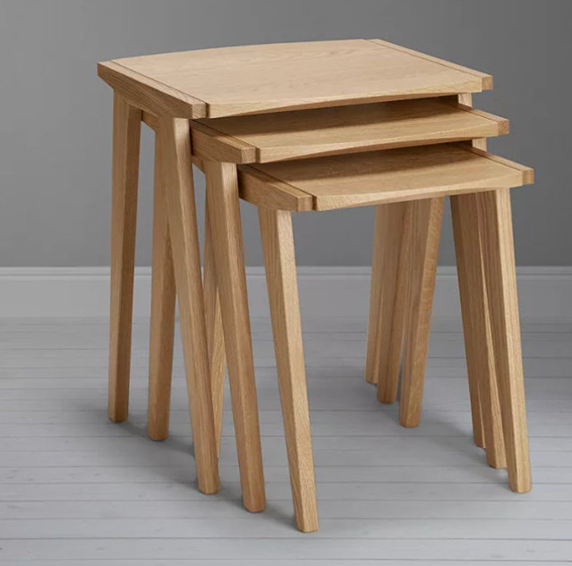 Nest of Tables Nesting Table Oak of Table Set of 3 Mid Century Modern
