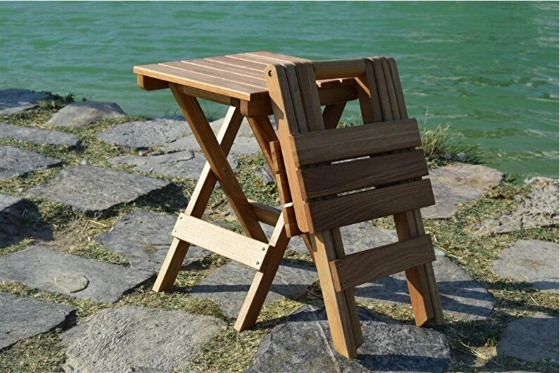 Massive Patio Stool Garden Stool Wood Stool Side Table Oak Massive