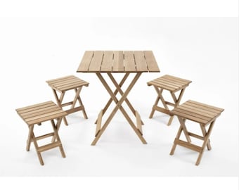 Folding Table & Stool Set| Furniture | Stool Set | Outside Table | Picnic Set | Table Set | Oak Furniture | Camping Table | Sets