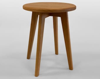 Stool | Garden Stool | Wood Stool Side Table | Oak Massive | Chair Patio Decor | Outside Stool | Wooden Stool | Furniture