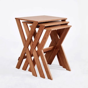 Nesting Table | Nest Of Tables | Set Of 3 Mid Century Modern | Side table set | Wooden | Oak massive | Side Table | Furniture
