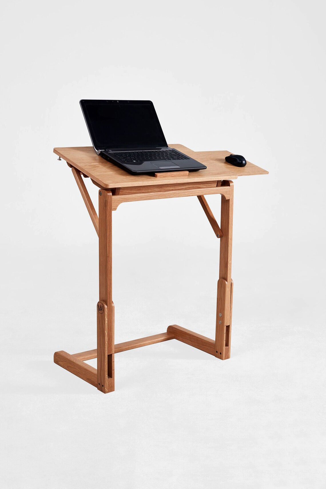 Escritorio de computadora moderno de madera, escritorio pequeño para  computadora portátil, con parte superior ergonómica de arco y patas de  madera