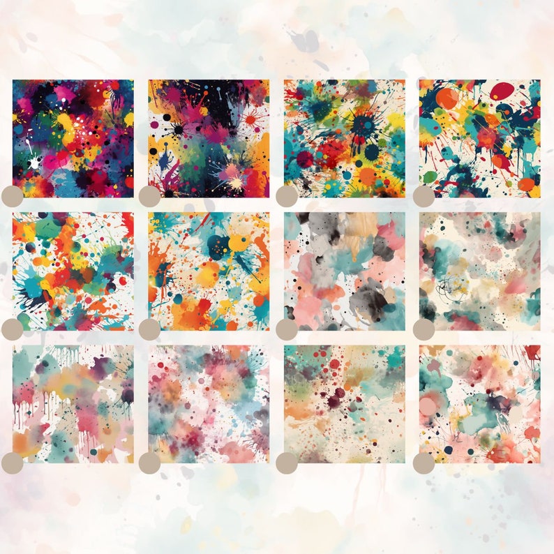 Rainbow Splatters Digital Paper Set Splatters Seamless - Etsy
