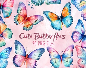 Aquarel vlinder clipart set, vlinder PNG print, vlinder digitale kunst, vlinders Ilustration desings, commercieel gebruik