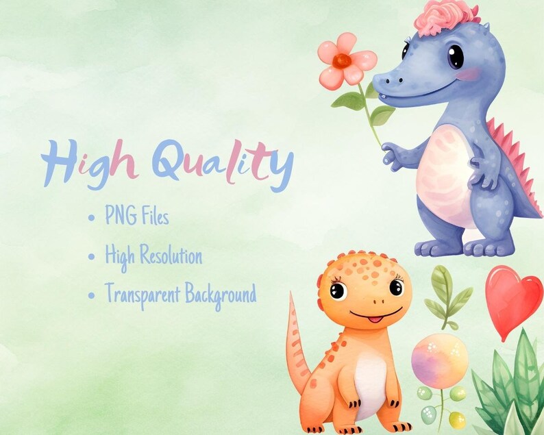 Watercolor Baby Dino Clipart | Pastel Dinosaur Bundle for Boys & Girls ...