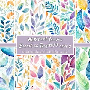Aquarell abstrakt Blätter digitales Papier Set, abstraktes Grün nahtlose Muster, Blatt Scrapbook Papier Set, digitaler Download, kommerzielle Nutzung