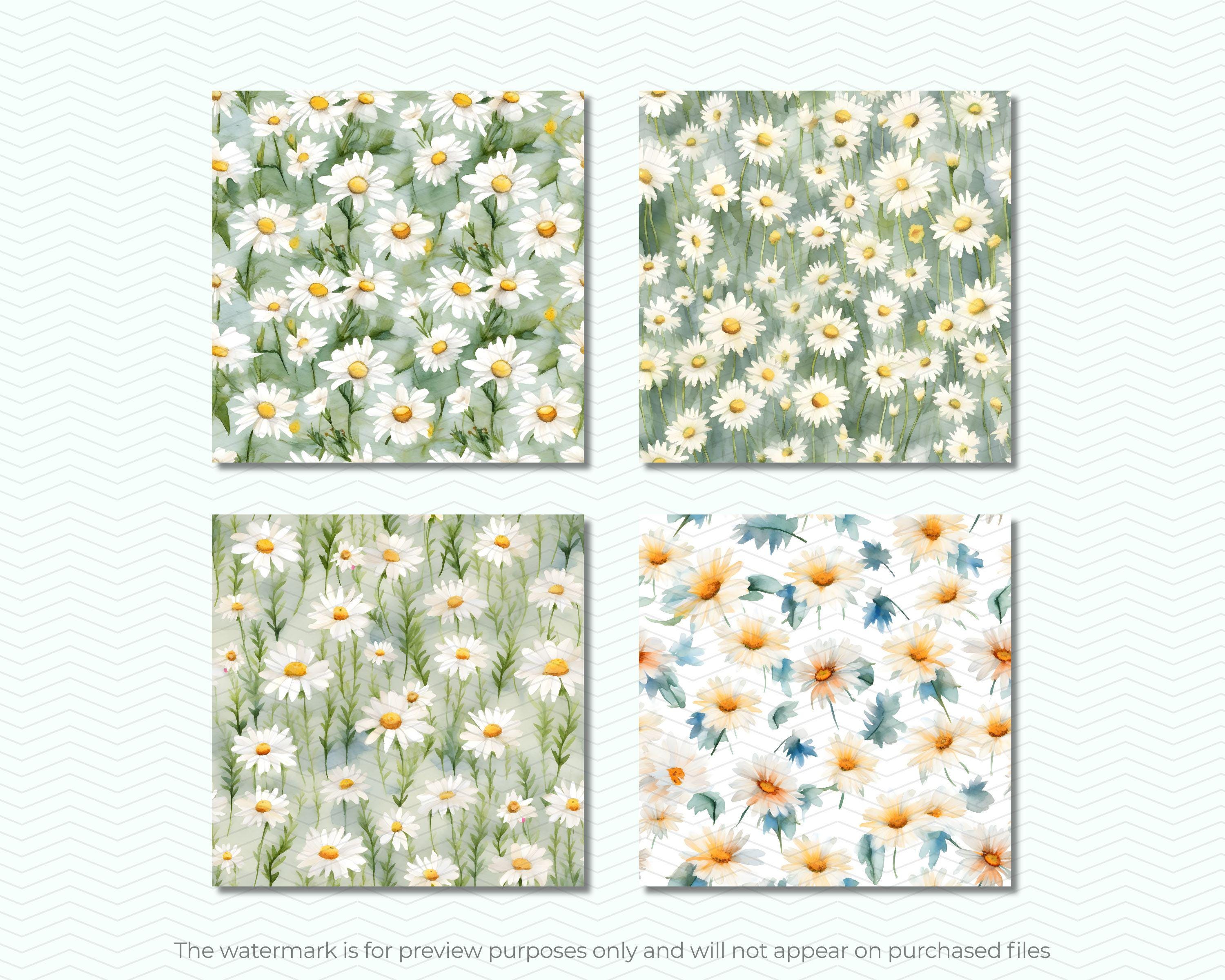 Daisy Floral Digital Paper Set, Daisy Seamless Pattern, Flowers ...