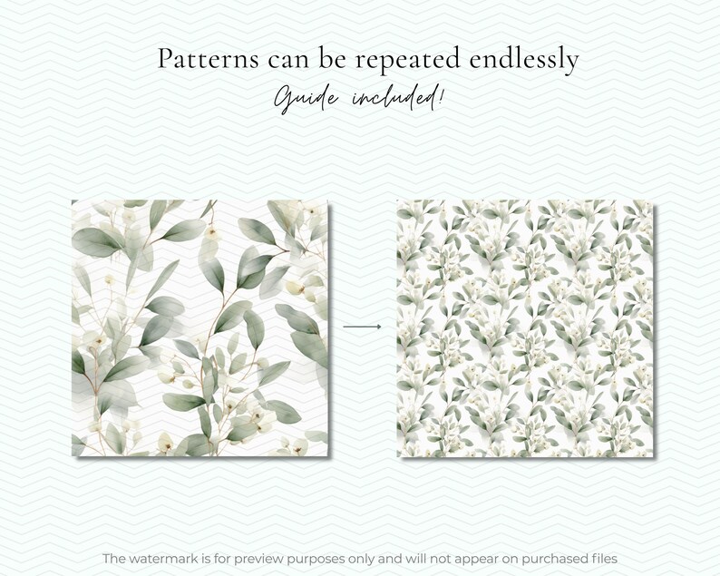 Watercolor Eucalyptus Digital Paper Set, Greenery Eucalyptus Seamless ...