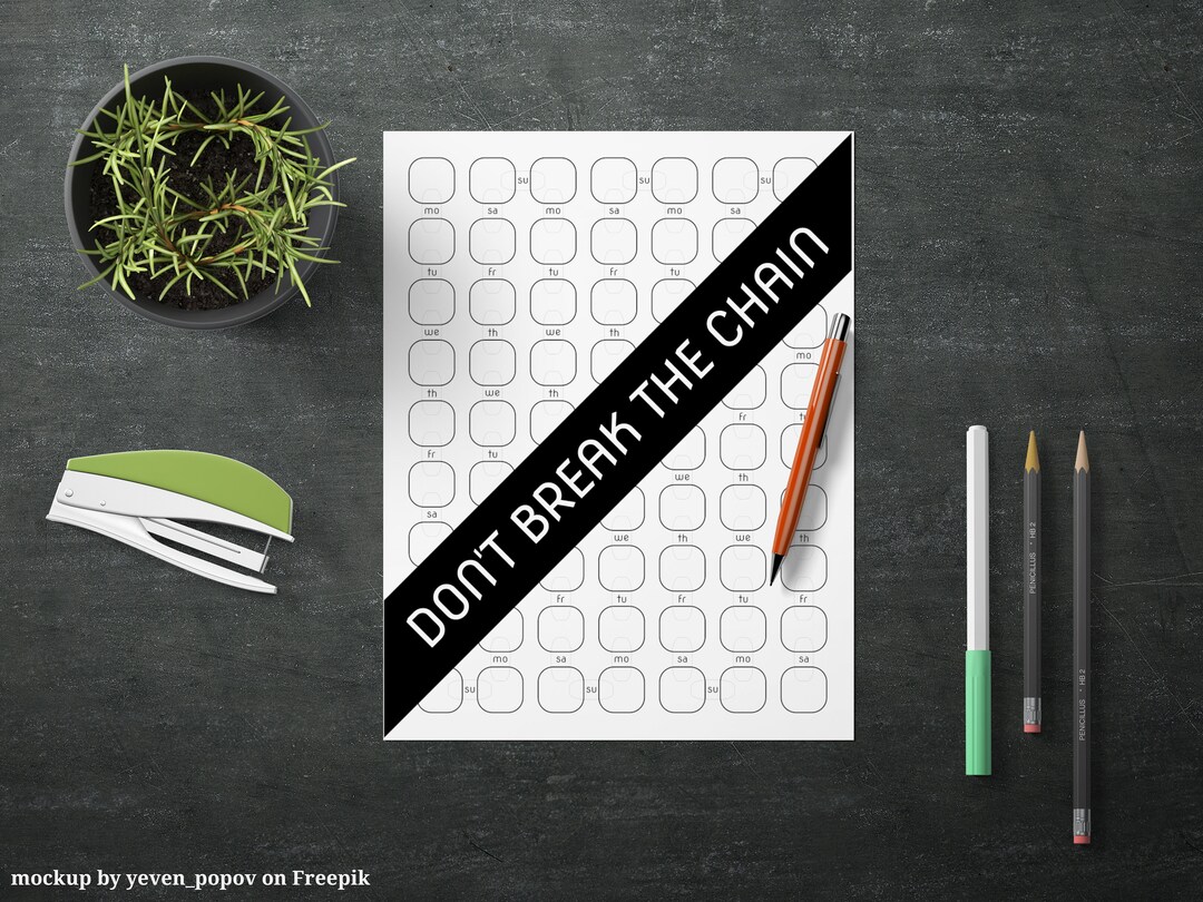 Don't Break the Chain Habit Builder for Perfectionists Letter A4 - Etsy