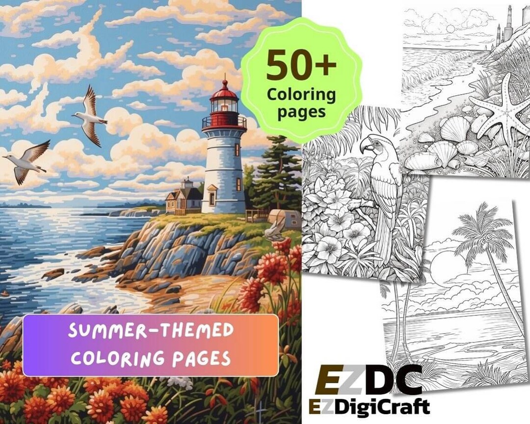 50 Summer Coloring Pages for Adults & Kids Printable - Etsy