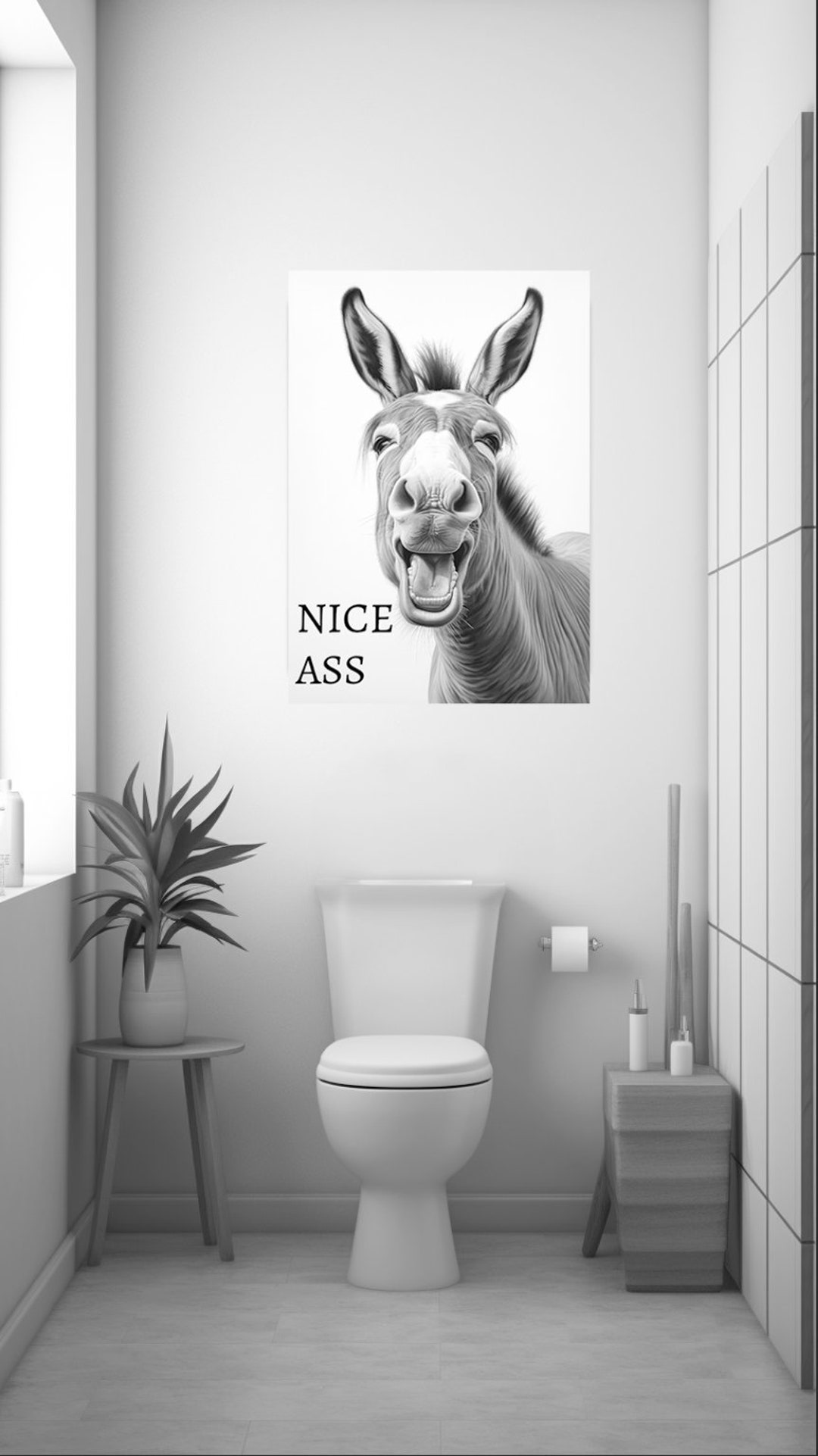 Donkey Nice Ass Bathroom Canvas Bathroom Funny Wall Art Decor Restroom