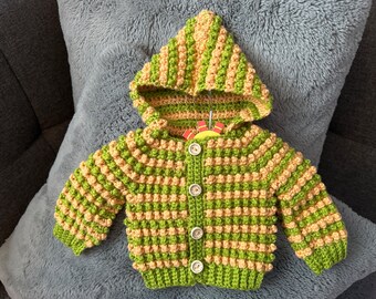 Hand Crochet Baby Hooded Cardigan