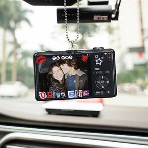 Personalized Vintage Couple Photo Car Ornament, Car Visor Clip, Drive Safe Photo, Valentine Gift for Boyfriend Girlfriend, Husband Gifts