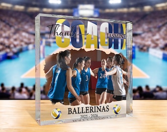 Personalized Photo Volleyball Acrylic Block, Custom Volleyball Coach Block, Gift for Coach, Volleyball Team Keepsake, Thank You Coach Gift