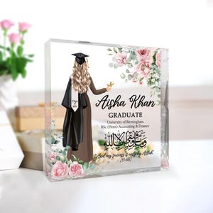Personalized Floral Muslim Graduation Gift, Islamic Keepsake for Her, Graduation Gift for Her, Class of 2025 Custom Graduation Gift