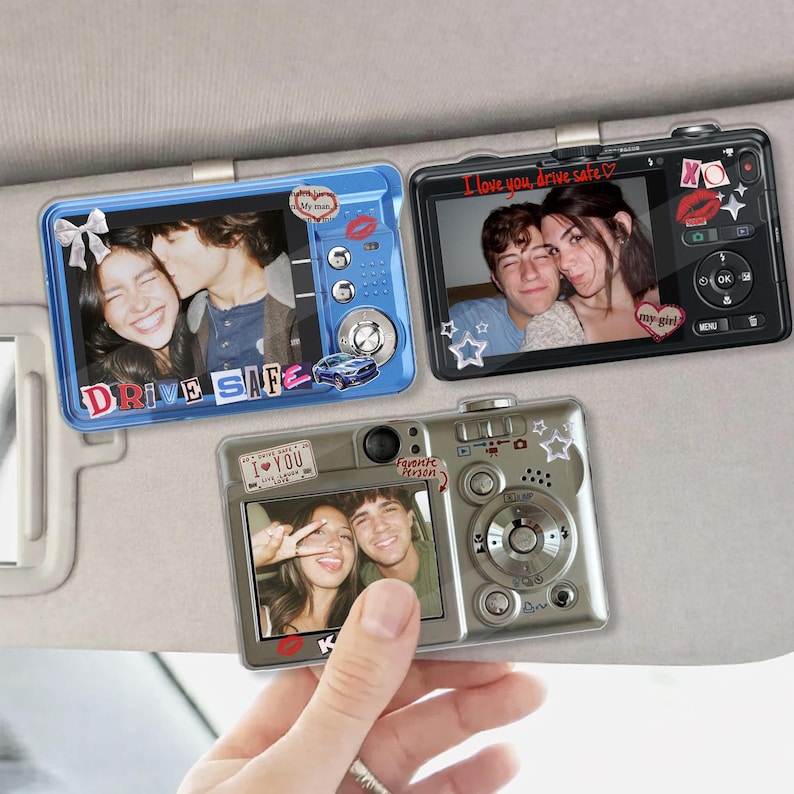 Personalized Vintage Couple Photo Car Visor Clip, Drive Safe Photo, Valentine Gift for Boyfriend Girlfriend, Husband Gifts, Besties Gifts image 1