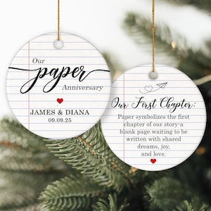 Personalized Paper Traditional 1st Wedding Anniversary Ornament, One Year Anniversary, Gift For Boyfriend, Wedding Gift Idea