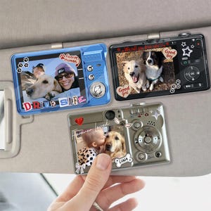 Personalized Vintage Camera, Custom Dog Photo Car Visor Clip, Pet Sympathy Gift, Pet Loss Memorial, Pet Remembrance Keepsake, Dog Memorial