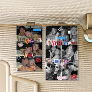 May include: Two photo collages, each featuring multiple images of young people. One collage says "TE AMO" with a red lip graphic. The other says "DRIVE SAFE" with a heart graphic. The photos are in color and black and white.