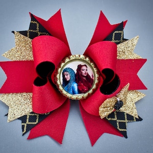 Descendants Bow, Descendants Red and Chloe Bow, Descendants Party, Descendants Birthday, Descendants Hair Bow, Descendants 4, Rise of Red