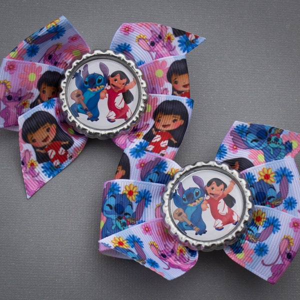 Set of 2. Lilo and Stitch Bows. 3" Lilo and Stitch Pigtail Bows, Lilo and Stitch Hair Bows, Lilo and Stitch Party, Lilo and Stitch Birthday