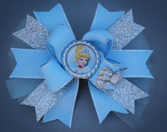 Cinderella Bow, Cinderella Hair Bow, Cinderella Party, Cinderella Birthday, Princess Bow, Princess Hair Bow, Princess Cinderella Bow