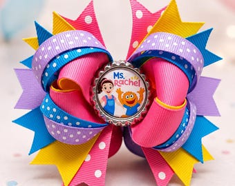 Miss Rachel Bow, Miss Rachel Hair Bow, Miss Rachel Birthday,Miss Rachel Birthday Pin, Miss Rachel Party, Miss Rachel