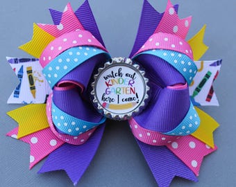 Back to School Bow, School Hair Bow, School Bow, Back to School Hair Bow, Your Choice: PreK, Kinder or First Grade Bow, Back to School