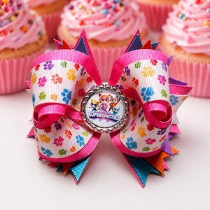 5 1/2" Super Kitties Bow, Super Kitties Hair Bow, Super Kitties Birthday, Super Kitties Birthday Pin, Super Kitties Party, Super Kitties