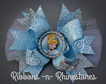 Cinderella Bow, Cinderella Hair Bow, Princess Bow, Princess Hair Bow, Princess Party, Princess Birthday, Cinderella Birthday Party