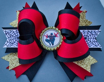 Miles Morales Bow, Spiderman Bow, Spiderverse Bow, Miles Morales Spiderman Party, Miles Morales Party, Spiderman Birthday Party, Super Hero