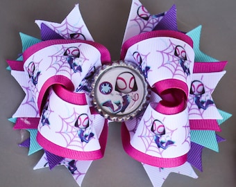 Gwen Bow, Gwen Hair Bow, Ghost Spidey Bow, Ghost Spidey Party, Spidey and Friends Bow, Spidey and Friends Party, Spidey and Friends Birthday