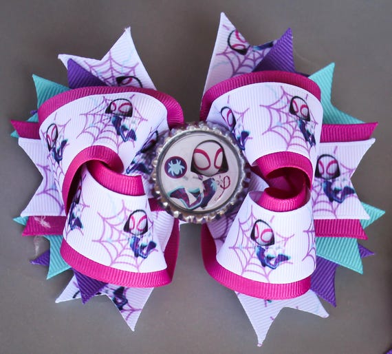 Gwen Bow, Gwen Hair Bow, Ghost Spidey Bow, Ghost Spidey Party, Spidey and Friends Bow, Spidey and Friends Party, Spidey and Friends Birthday
