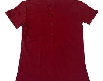 Camiseta Henley &quot;Miami Vice&quot; para hombre - Borgoña/Rayón