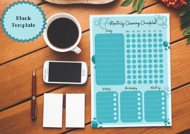 Printable & Digital Monthly Cleaning Checklist Cleaning Checklist A4