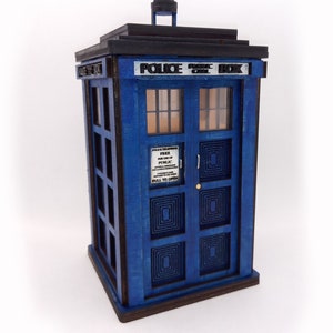 TARDIS Replica from Doctor Who - Tealight/Candle/LED holder, laser cut wood, Police Box night light